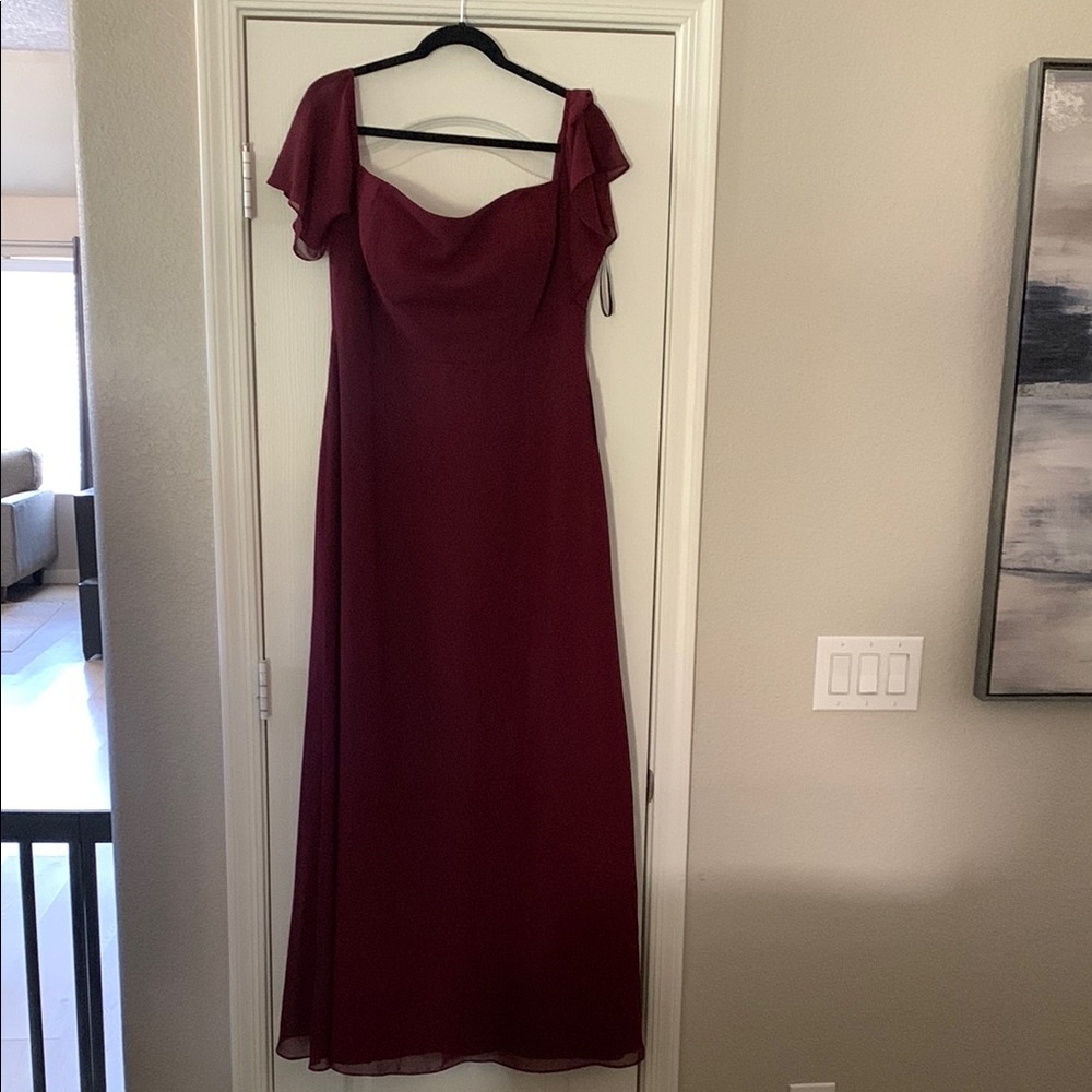 Bill Levkoff Red Sweetheart Gown with Flutter Sleeves for Prom